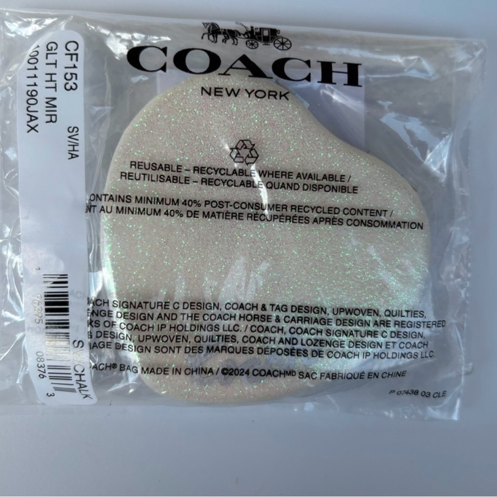 Coach Glittery White Heart Compact Mirror - Picture 5 of 5